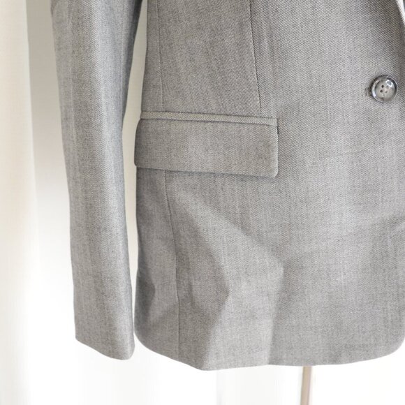 Banana Republic Grey Wool Tailored Single Button Long Blazer Sz 2 - Picture 6 of 8